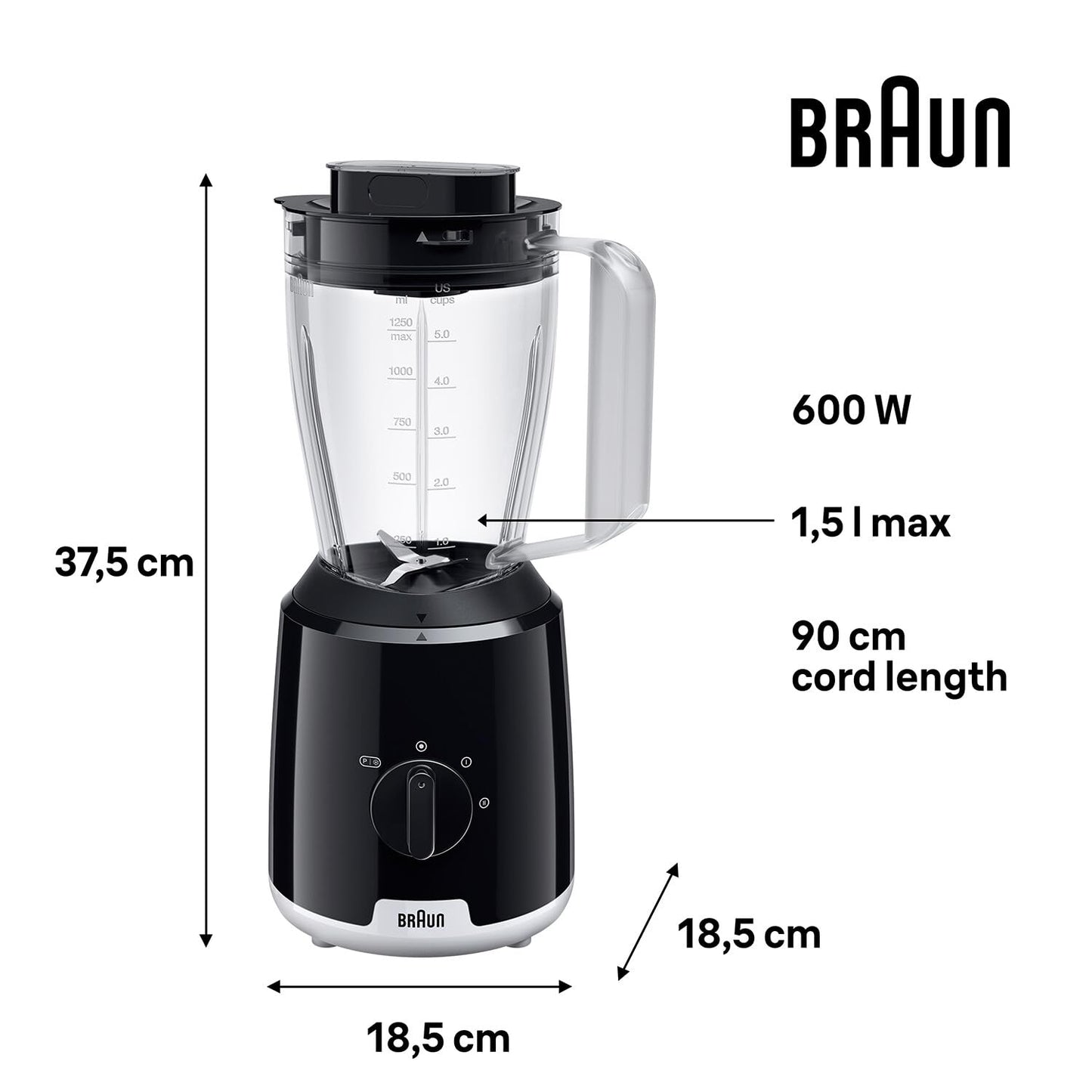 Braun PowerBlend 1 JB1051BK Standmixer 1.5L Schwarz