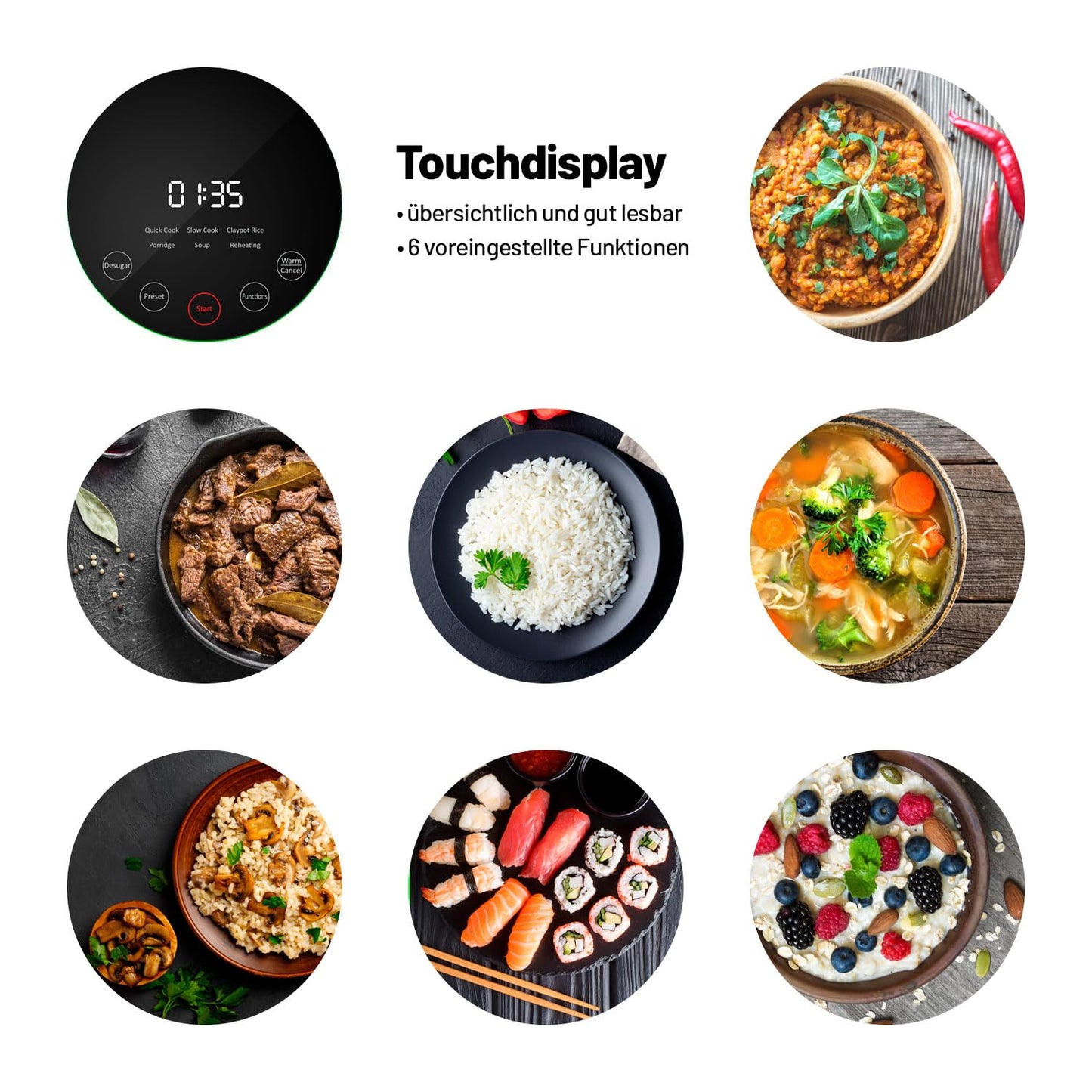 Lauben Low Sugar Reiskocher 1.5L Anthrazit