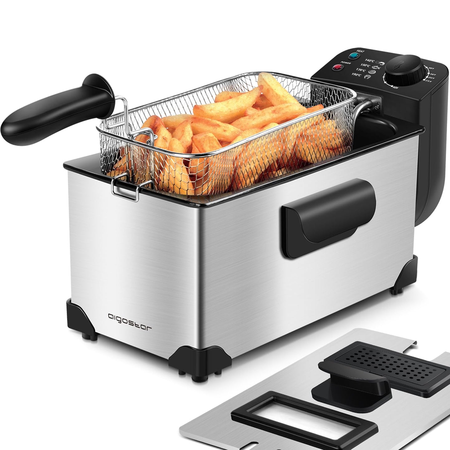 Aigostar Ushas Fritteuse 3L 2200W Edelstahl