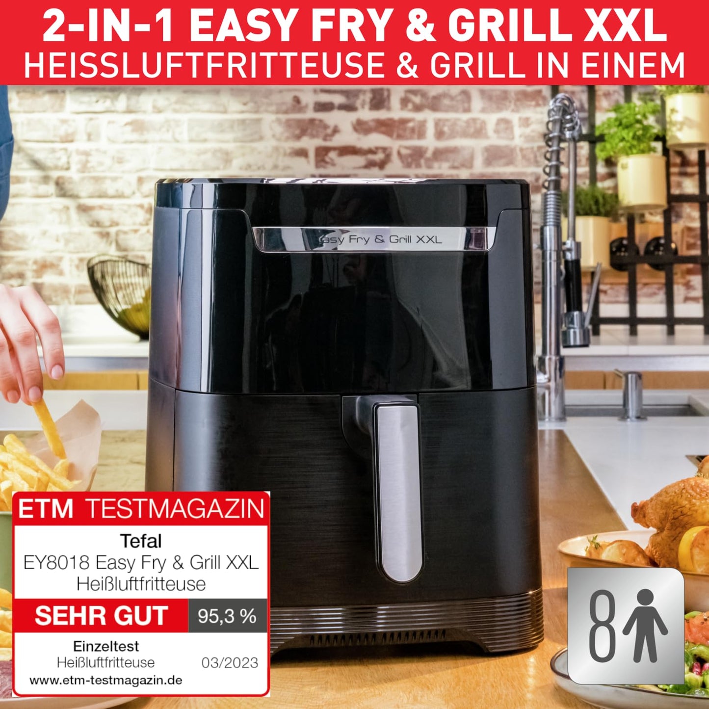 Tefal Easy Fry & Grill XXL Heißluftfritteuse 6.5L EY8018