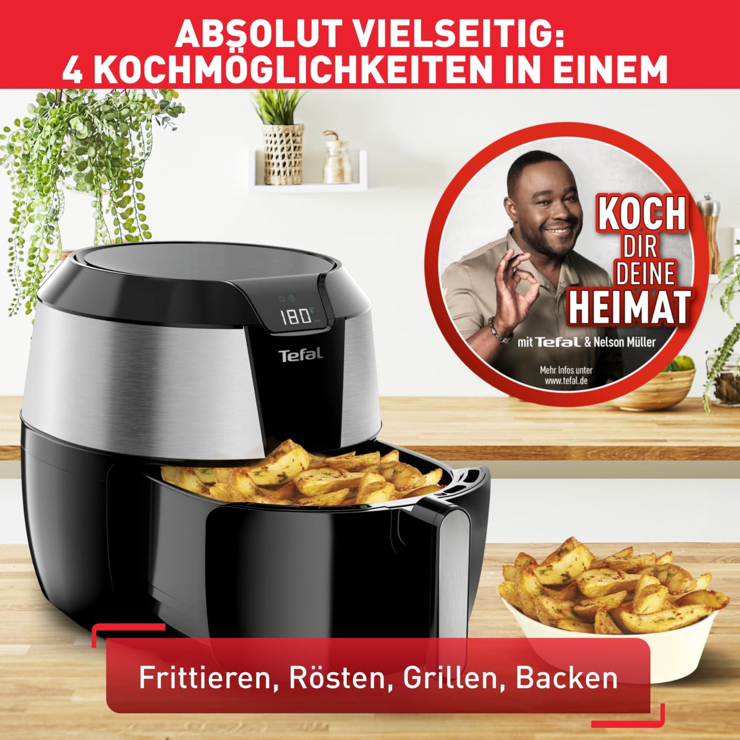 Tefal Easy Fry XXL Heißluftfritteuse 5.6L 1850W Edelstahl EY701D