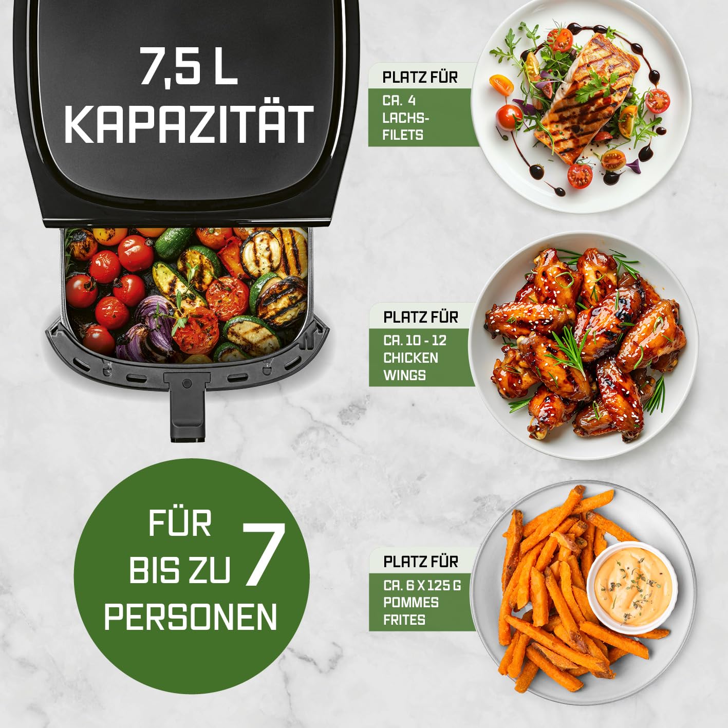 GOURMETmaxx AirGenius Heißluftfritteuse 7.5L