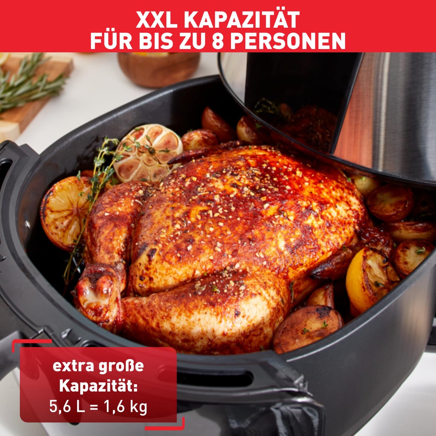 Tefal Easy Fry XXL Heißluftfritteuse 5.6L 1850W Edelstahl EY701D