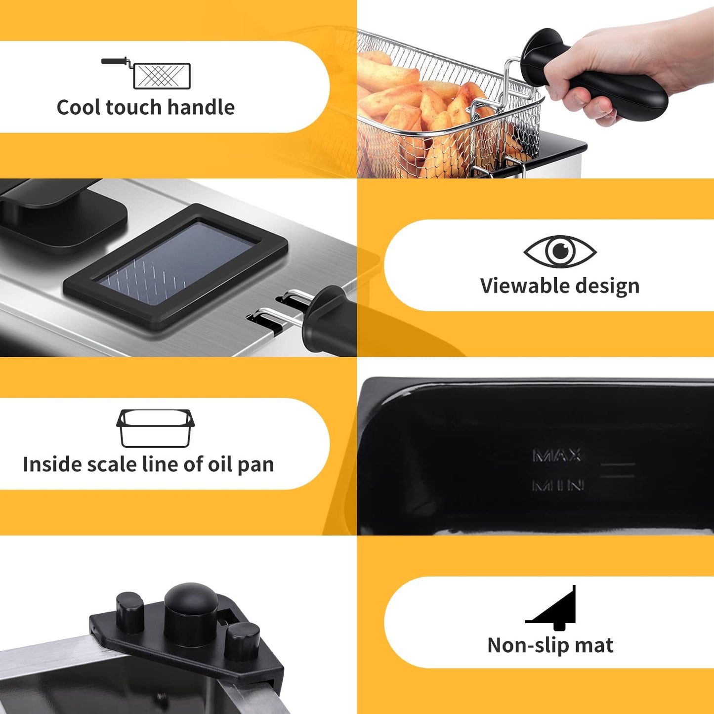 Aigostar Ushas Fritteuse 3L 2200W Edelstahl