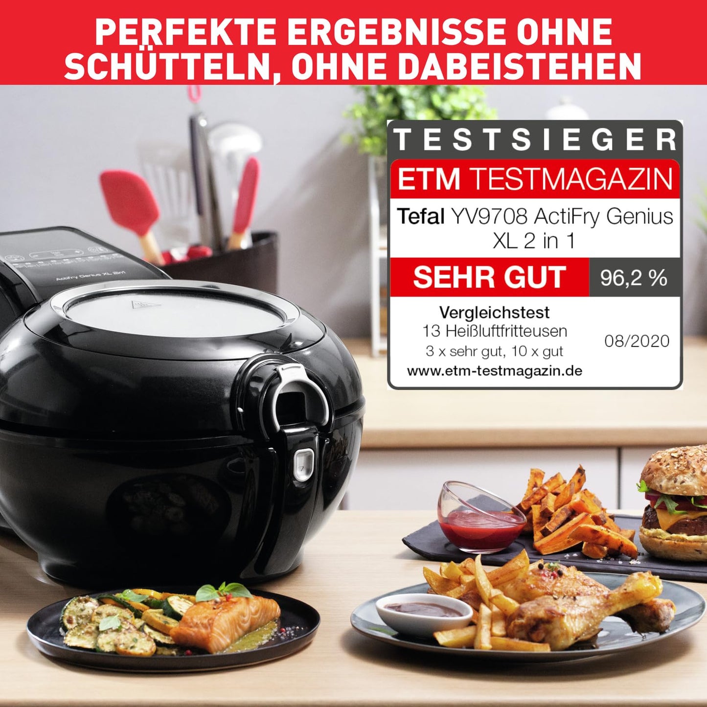 Tefal ActiFry Genius XL 2in1 Heißluftfritteuse 1.7kg Schwarz YV9708