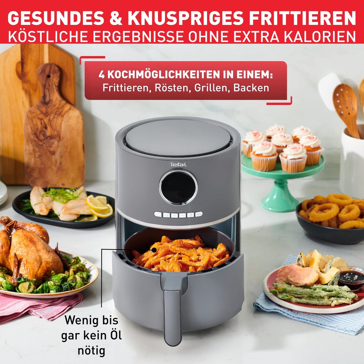 Tefal Ultra Fry Heißluftfritteuse 4.2L Grau EY111B