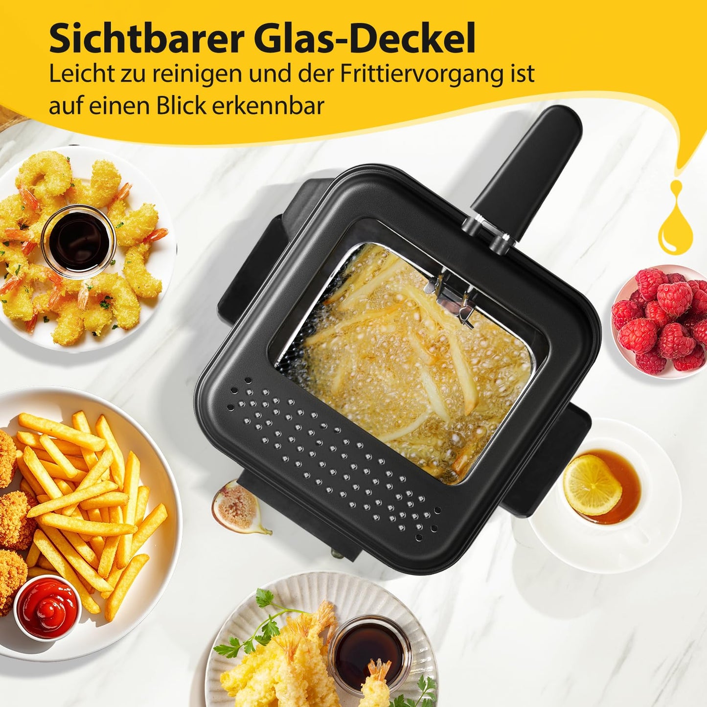 Aigostar Fritteuse 1.5L 1000W Silber