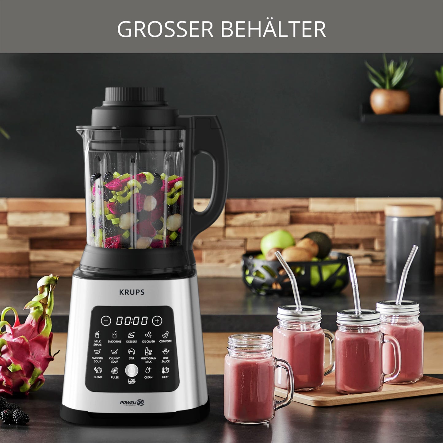 Krups Perfectmix Cook Standmixer 1400W Edelstahl/Schwarz KB835D