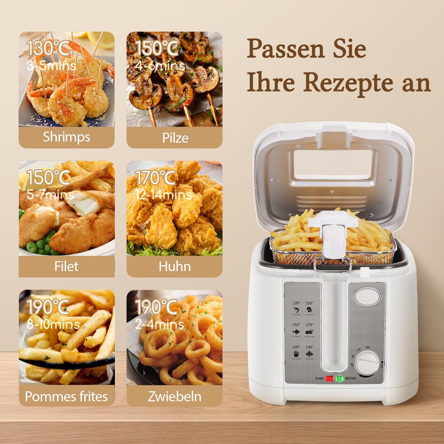 Aigostar Fritteuse 2.5L 1650W Weiß