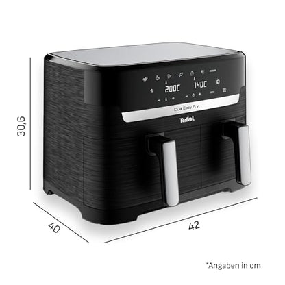 Tefal Dual Easy Fry Heißluftfritteuse 5.2L + 3.1L Schwarz EY9018