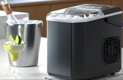 Máquina de Hielo Portátil 12 kg/24h con Asa y Cuchara