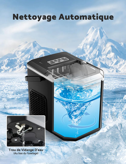 Máquina de Hielo Portátil 12 kg/24h con Asa y Cuchara