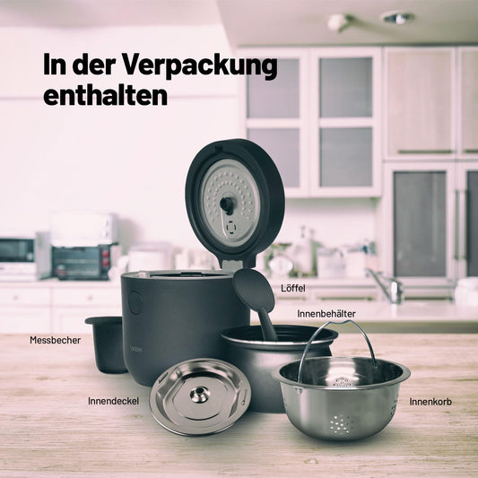 Lauben Low Sugar Reiskocher 1.5L Anthrazit