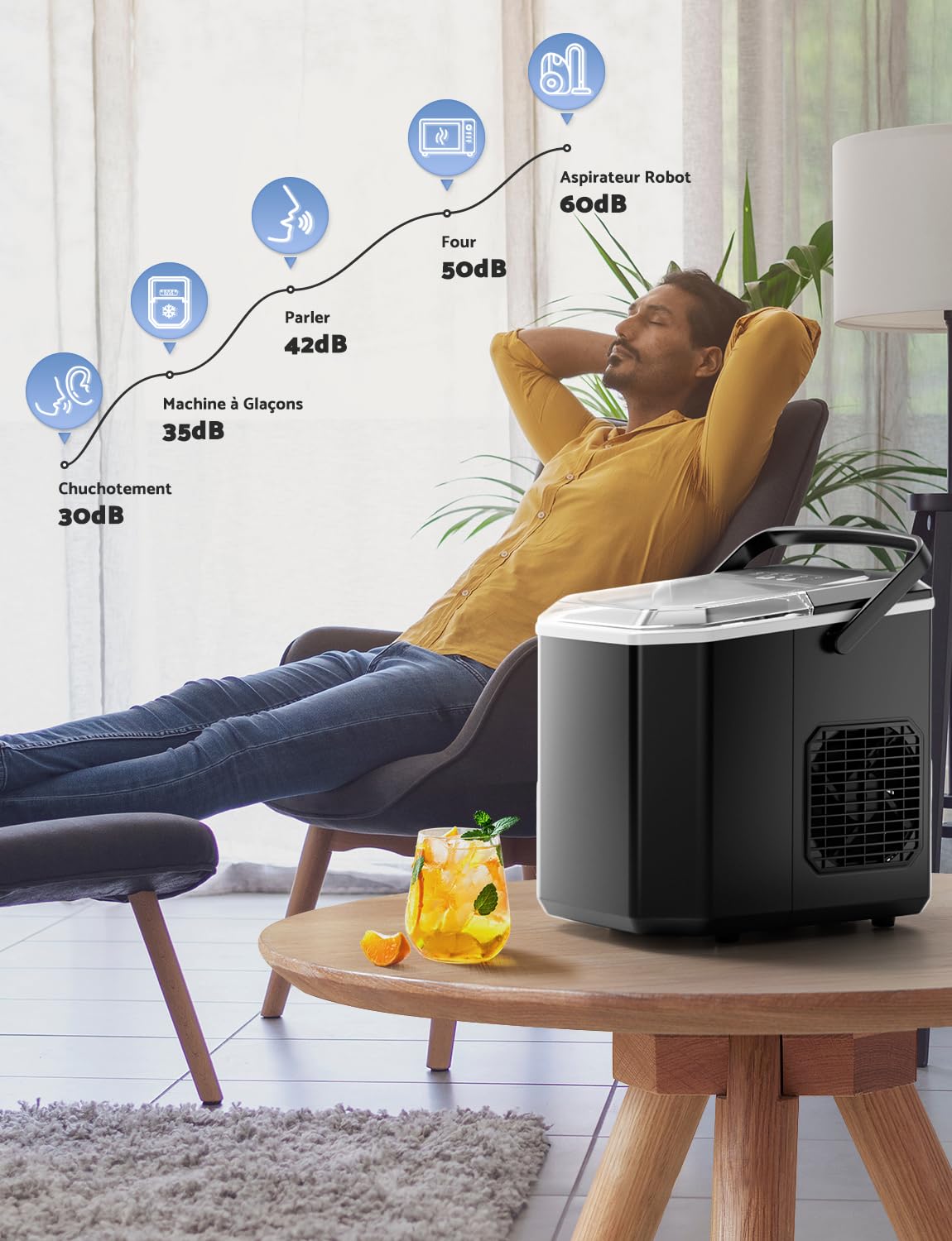 Máquina de Hielo Portátil 12 kg/24h con Asa y Cuchara
