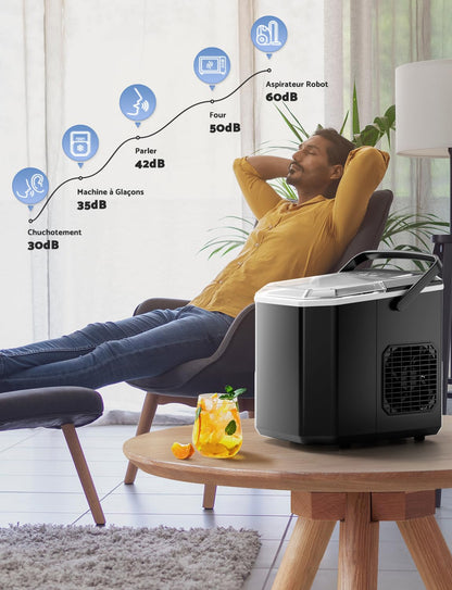 Máquina de Hielo Portátil 12 kg/24h con Asa y Cuchara
