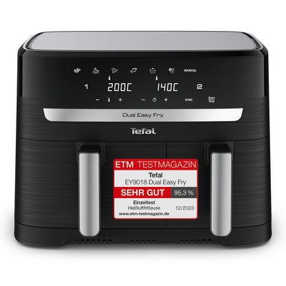 Tefal Dual Easy Fry Heißluftfritteuse 5.2L + 3.1L Schwarz EY9018