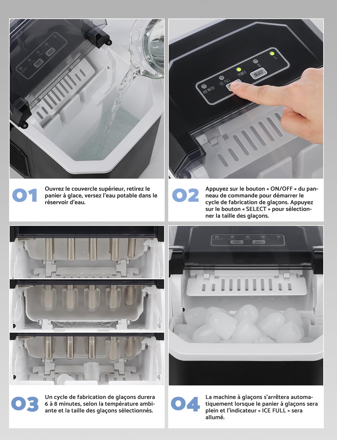 Máquina de Hielo Portátil 12 kg/24h con Asa y Cuchara