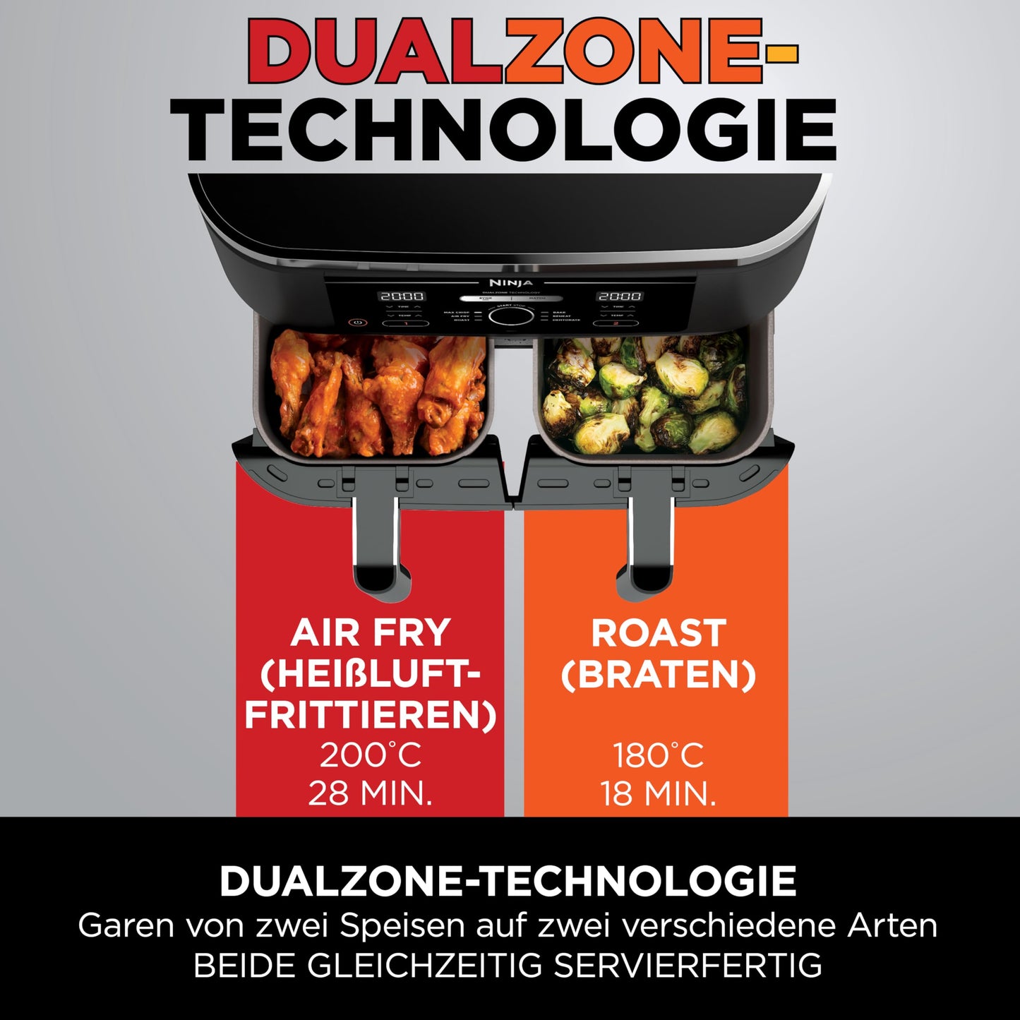 Ninja Foodi Dual Zone Airfryer 7.6L Schwarz AF200EU